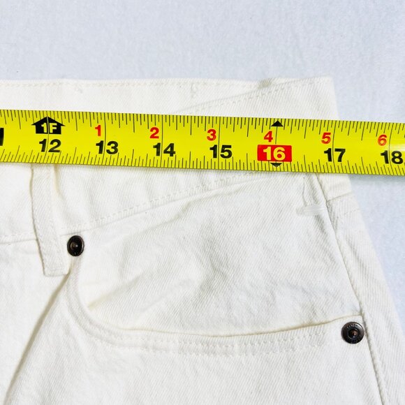 Loft Women's High-Rise Straight-Leg Stretch Cream Denim Jeans Size 31/12 NWOT - Picture 8 of 11